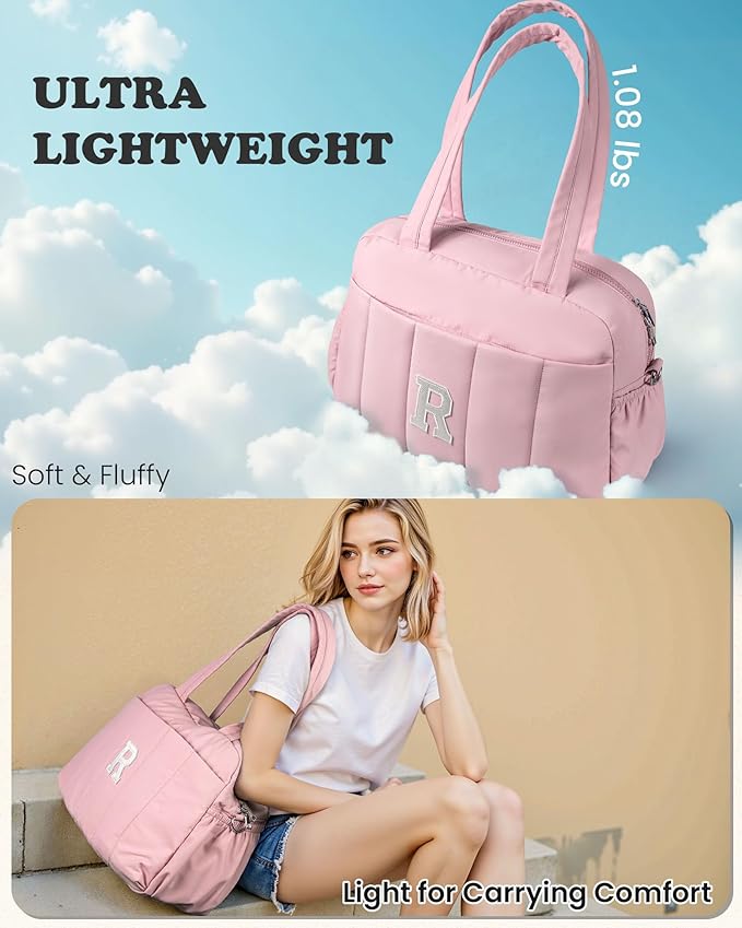 Gifts for Granddaughter, Duffle Bag for Travel, Weekender Bags for Women，Initial Overnight Bag with Wet Pocket，Lightweight Travel Bags Personalized Gym Tote with Makeup Pouch