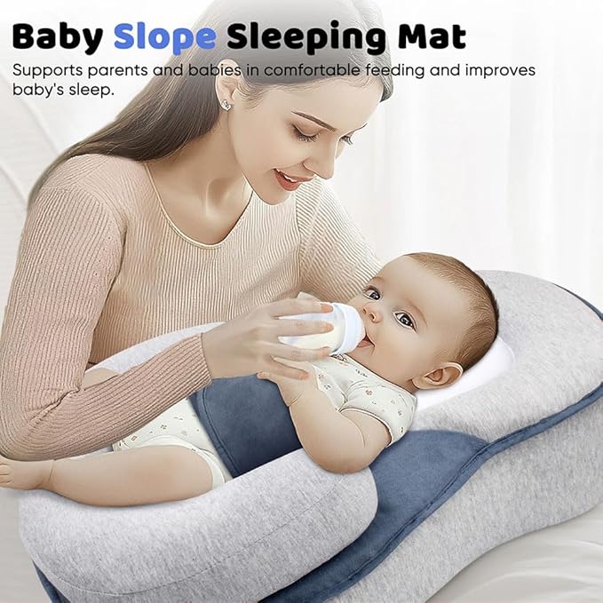 Baby Lounger Pillow, Adjustable Strap Incline Cushion for Breastfeeding & Bottle Time for Tummy Play