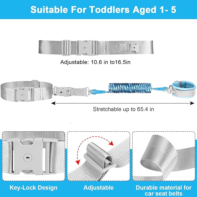 Accmor Reflective Toddler Belt Leash, 2 in1 Anti Lost Wrist Link for Baby, kid Anti Lost Waist Band Child Leash with Lock for Boys Girls, Child Walking Harness Wristband Rope Tether for Outdoor Travel