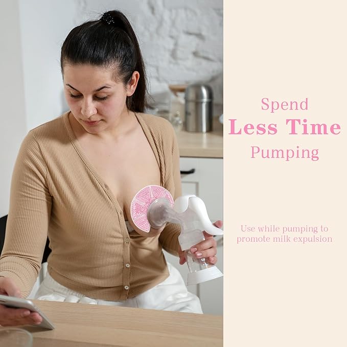 Hot/Cold Breast Gel Bead Ice Packs Breast Cooling/Heat Pads Relief for Breastfeeding, Nursing Pain, Mastitis, Engorgement, Swelling, Plugged Ducts | Boost Milk Let-Down & Production,2 Pack (Pink)