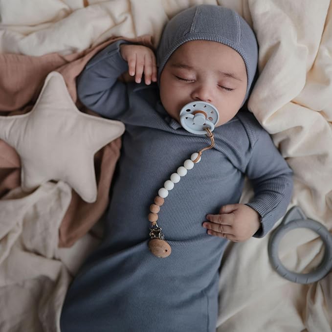 FRIGG Natural Rubber Baby Pacifier 6-Pack Endless Sea | Made in Denmark | BPA-Free (0-6 Months)