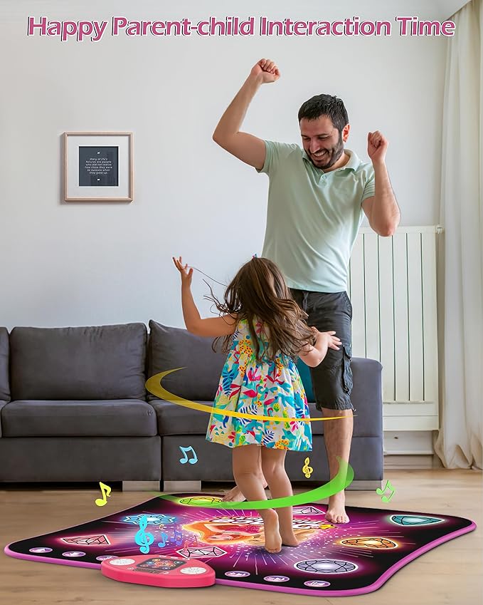 Girl Toys Age 3-4 Years Old, Dance Mat for 3-12 Year Old Kids - Light Up 8 Buttons Dance Mat with 7 Game Modes Dance Pad - Birthday Gifts for Girls Boys Kids Age 4-7 8-12
