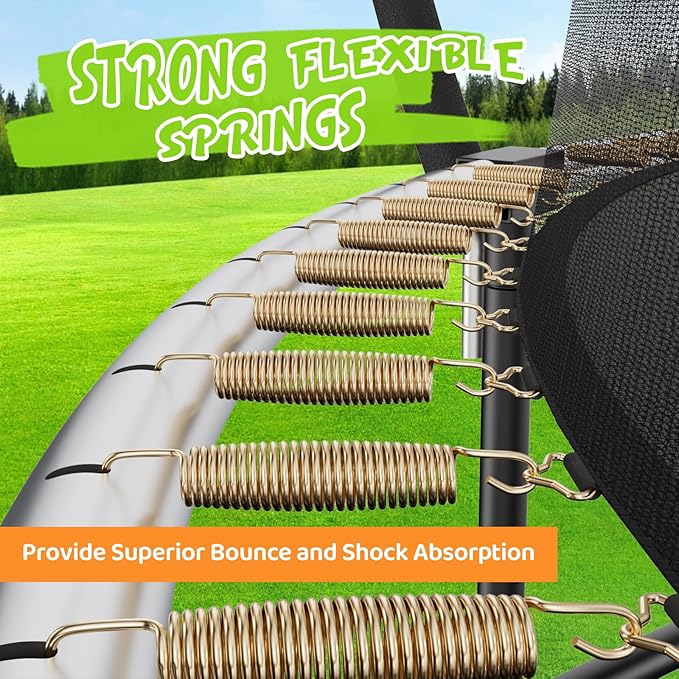 Gigu 10FT 12FT 14FT Recreational Trampolines with Enclosure Net and Ladder and Anti-Rust Coating, ASTM Approved Trampoline Outdoor for Kids and Adults Outdoor Yard Trampolines