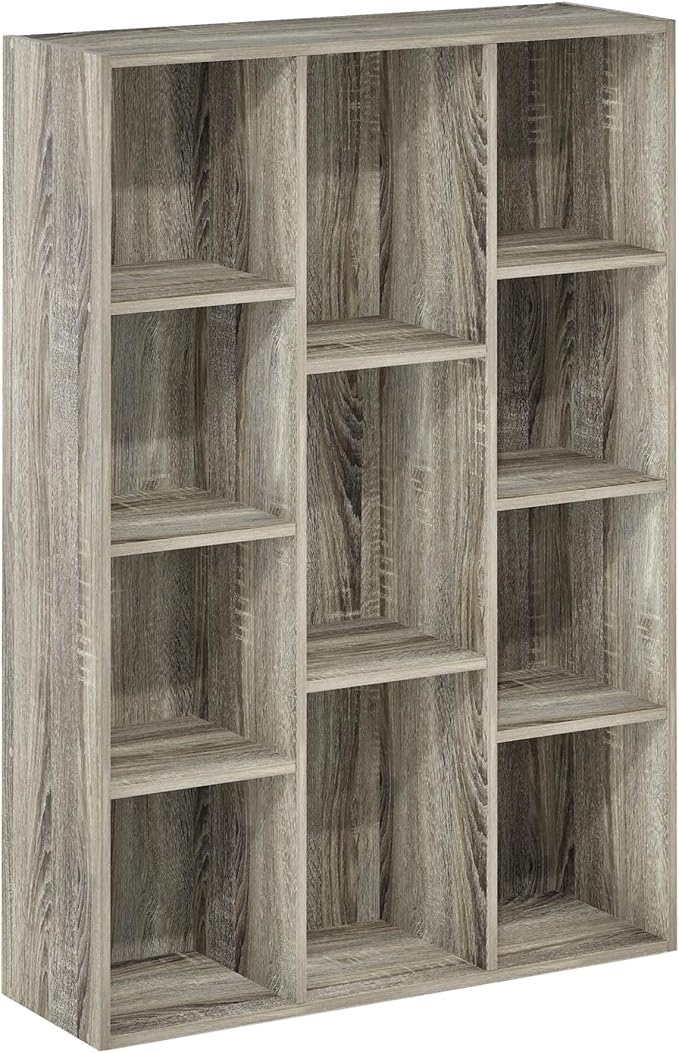 Furinno Luder 11-Cube Open Shelf Bookcase, Bookshelf, French Oak