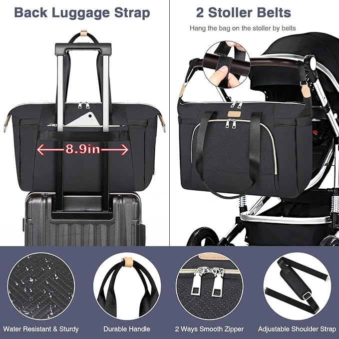 ITIEZY Diaper Bag Tote for Baby - Large Mommy Bag with Portable Changing Pad Pacifier Case, Hospital Bags Travel Baby Bag