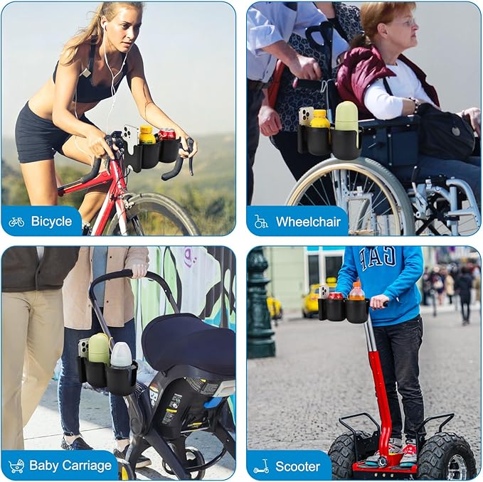 Accmor Stroller Cup Holder with Phone Holder, Bike Cup Holder, Universal Cup Holder for Uppababy Nuna Doona Strollers, 2-in-1 Cup Phone Holder for Stroller, Bike, Wheelchair, Walker, Scooter