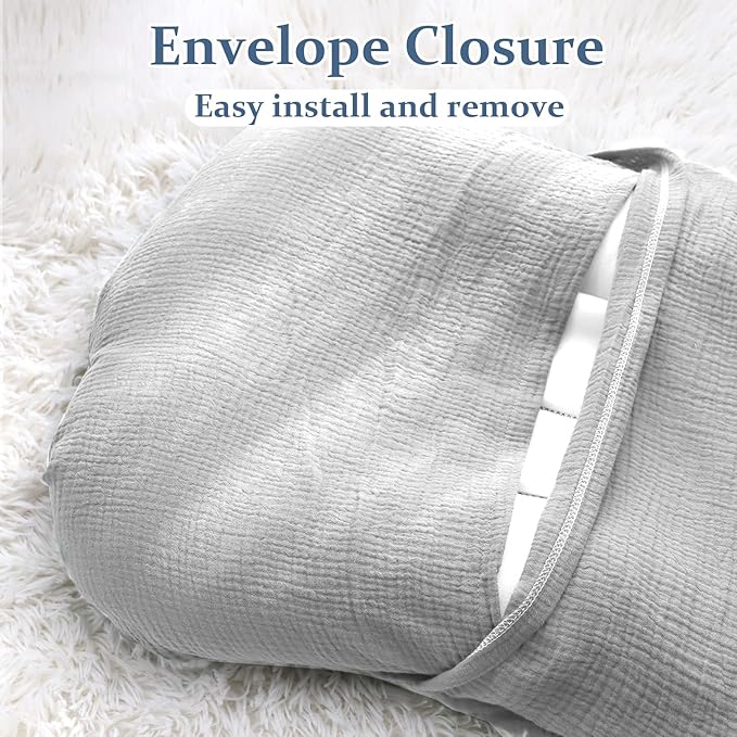 Hooyax Muslin Baby Lounger Cover Soft Organic Cotton Slipcover Fits Newborn Lounger for Baby Boys and Girls (Light Gray)