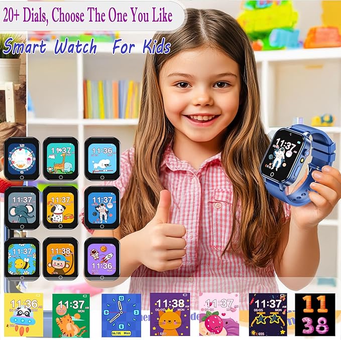 Goodatech Smart Watch for Kids 4-12 Years Boys Girls, 26 Puzzle Games,Camera,Video Music Player,Pedometer,Flashlight,Alarm Clock, Learning Education Toys Gifts (Blue)