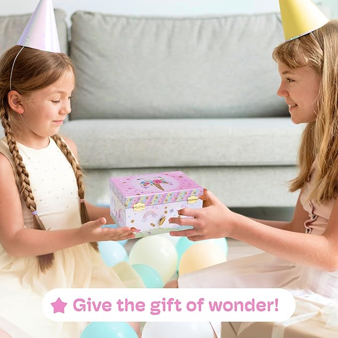 Jewelkeeper Jewelry Box for Girls with 1 Drawer - Unicorn Musical Jewelry Boxes, Beautiful Dreamer Tune, Spinning Unicorn Doll, Little Girl Music Box, Gifts for 5 Year Old Girls (Engineered Wood)