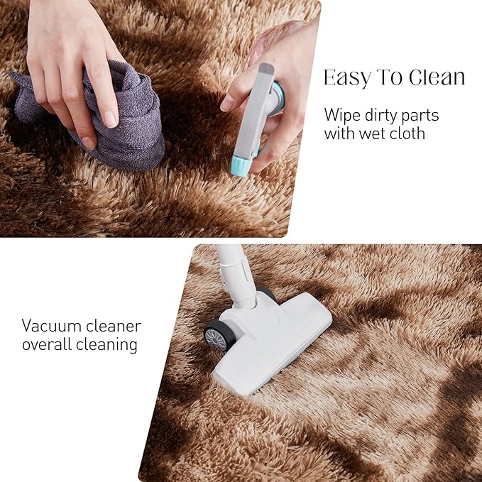 8x10 Area Rugs for Living Room, Ultra Soft Fluffy Rugs for Bedroom, Anti-Skid High Pile Indoor Carpet for Nursery, Kids Room, Playroom, Home Decoration, Tie-Dyed Brown