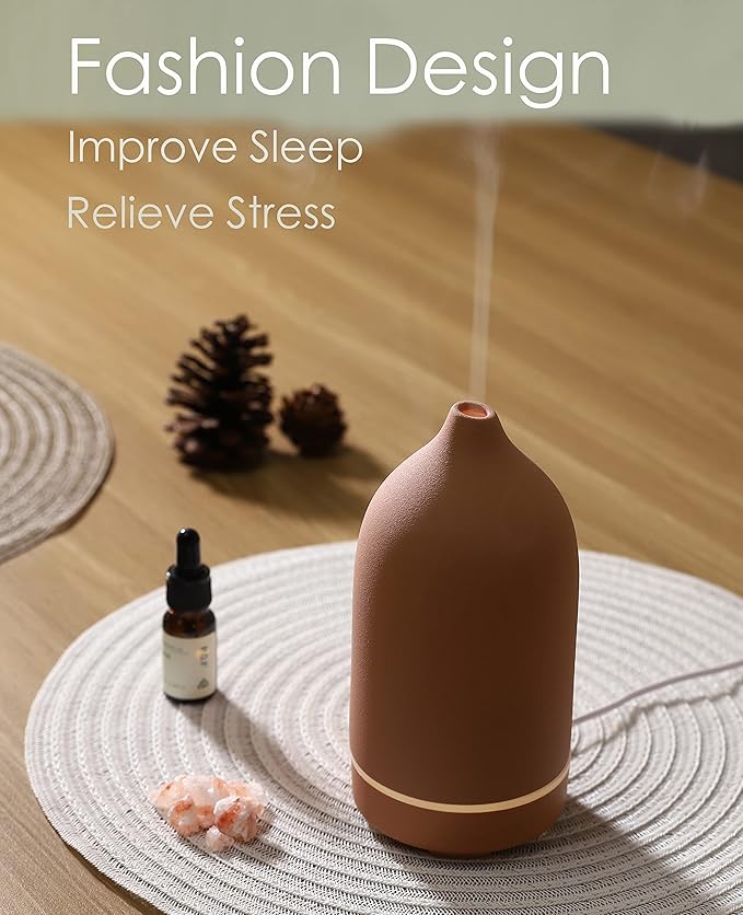 Essential Oils for Diffusers for Home,Ceramic Diffuser for Essential Oils,Handmade Aroma Diffuser 100ML (Pottery Red)