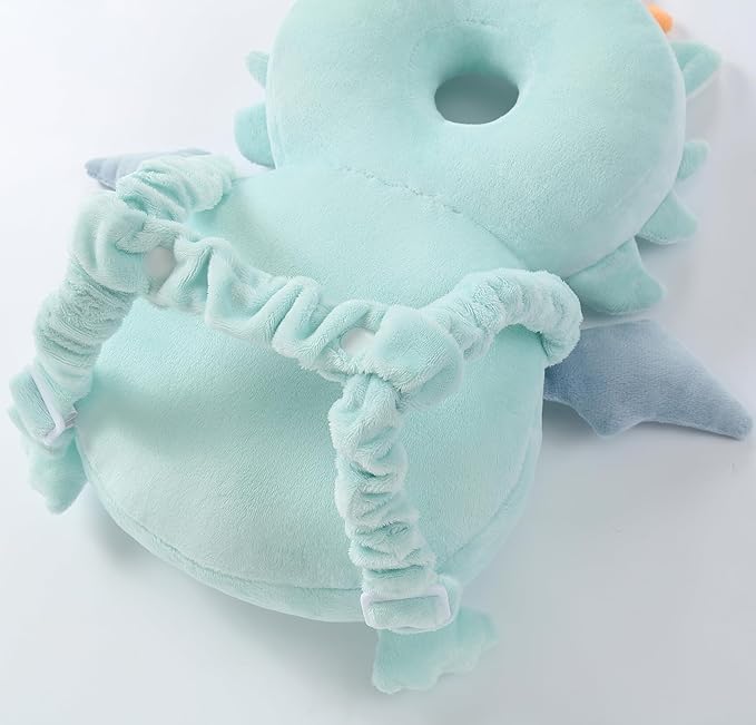 Feidoog Baby Head Protector Cushion Backpack with 3 Knee Pads for Walking & Crawling,Blue Dragon