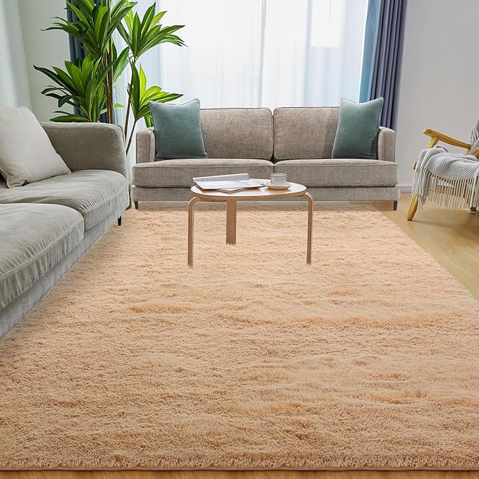 Area Rugs 8x10, Fluffy Rugs for Living Room, Ultra Soft Rugs for Bedroom, Non-Slip Indoor Carpet for Nursery, Kids Room, Playroom, Home Decor, Camel