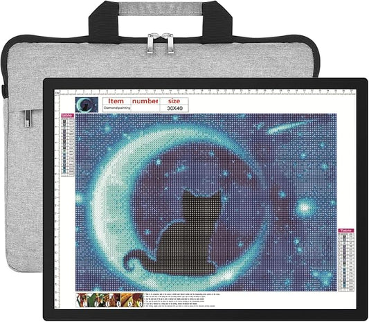 HIUKCOLED A3 Built-in Tilt Stand Light Tracing Box with Carry Bag, 3 Colors/Stepless Dimmable/6-level Brightness Adjustable, Battery Powered LED Light Board for Drawing,Diamond Painting,Sketching