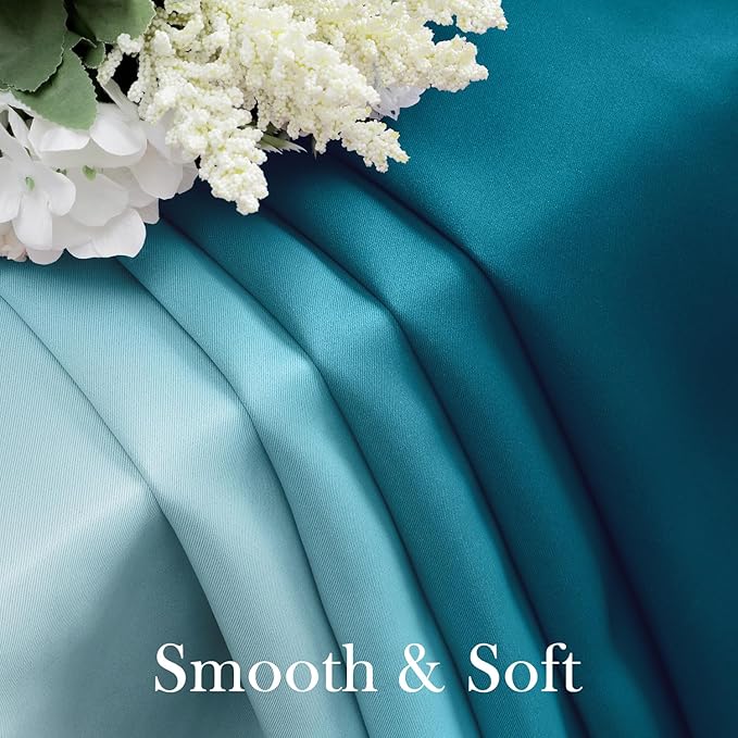 HOMEIDEAS Turquoise Ombre Blackout Curtains 52 X 84 Inch Length Gradient Room Darkening Thermal Insulated Energy Saving Grommet 2 Panels Window Drapes for Living Room, Bedroom