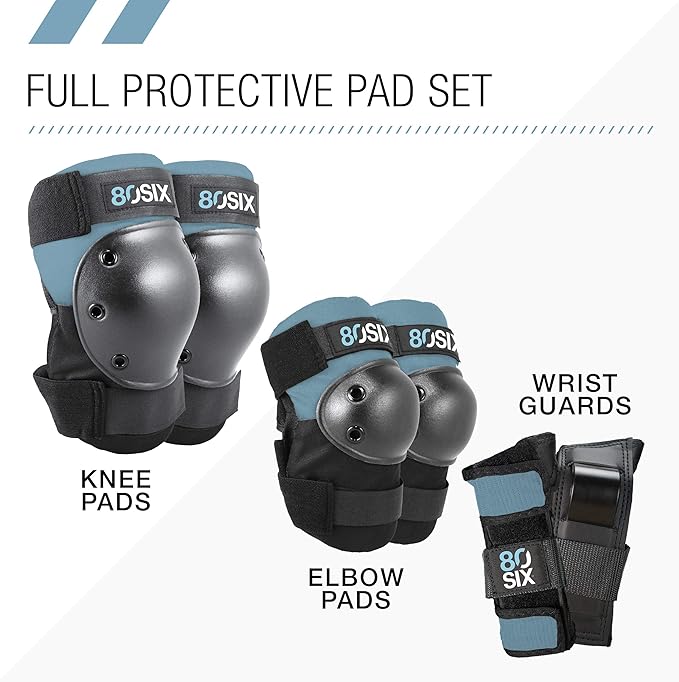 80Six Kids Multi-Sport Pad Set with Wristguards, Elbow Pads, and Knee Pads, Designed by Industry Leading Brand Triple 8
