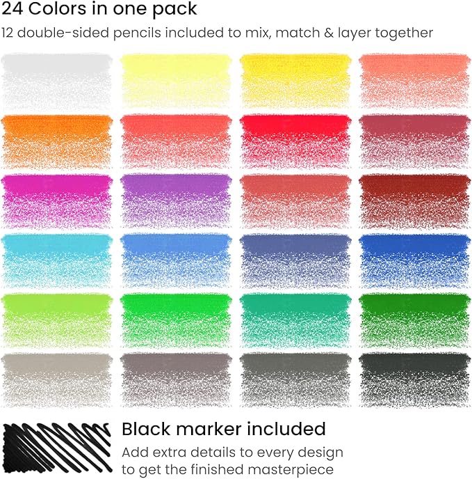 ARTEZA Kids Tracing Activity Book – 50 Double-Sided Sheets, Colored Pencils, Marker, Eraser & Sharpener – Art Kit for Ages 6 and Up