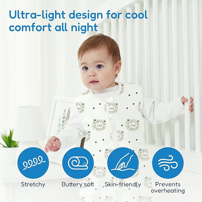 TotAha Boho Lion Sleep Sack 3-6 months 3 Pack, Buttery Soft, Safe Wearable Blanket Baby Sleeping Bag with 2-way Zipper, 0.5 TOG