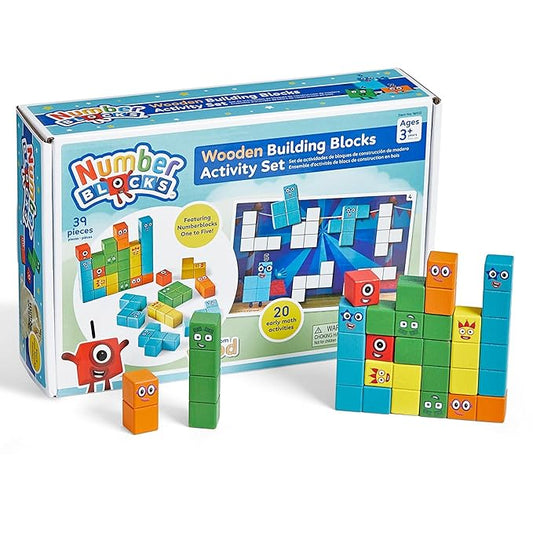 hand2mind Numberblocks Wooden Building Blocks Activity Set, Wood Stacking Toy, Counting Blocks, Numbers for Toddlers, Math Games, Logic Puzzles, Preschool Learning Activities, Kids Birthday Gift
