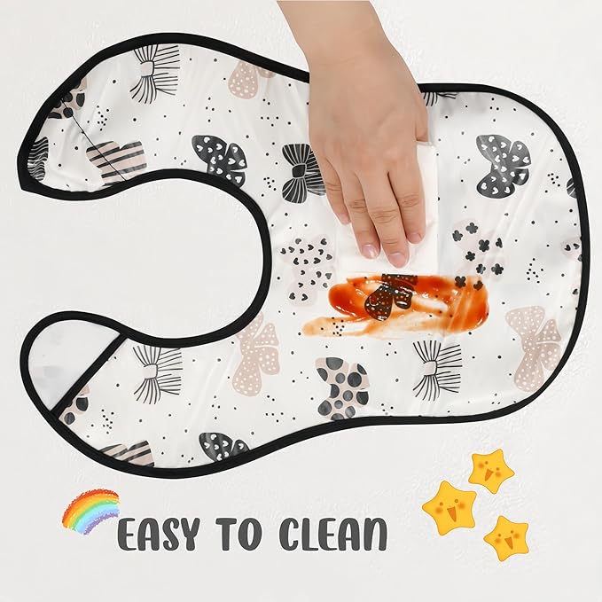Baby bibs Waterproof Toddler bib - Feeding bib with Pocket for Infant Boy Girl Washable 6-36M