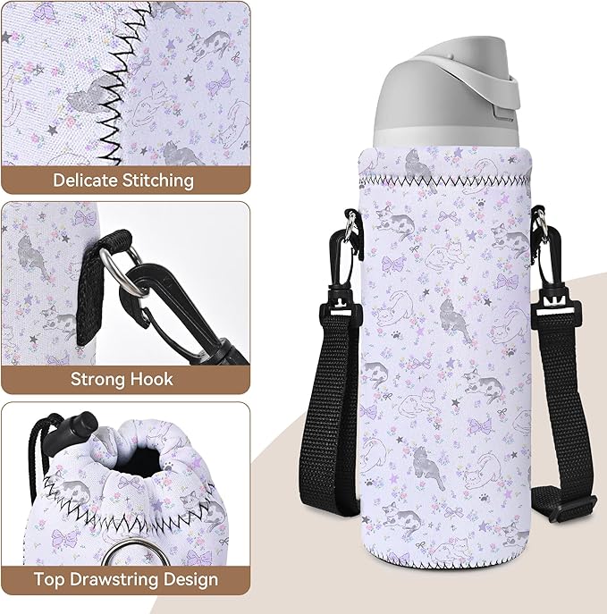 AUPET Water Bottle Sling Bag Carrier Crossbody Sleeve,Insulated Neoprene Bottle Case Holder Pouch Cover 500ML/17oz with Shoulder Strap for Walking Women Men
