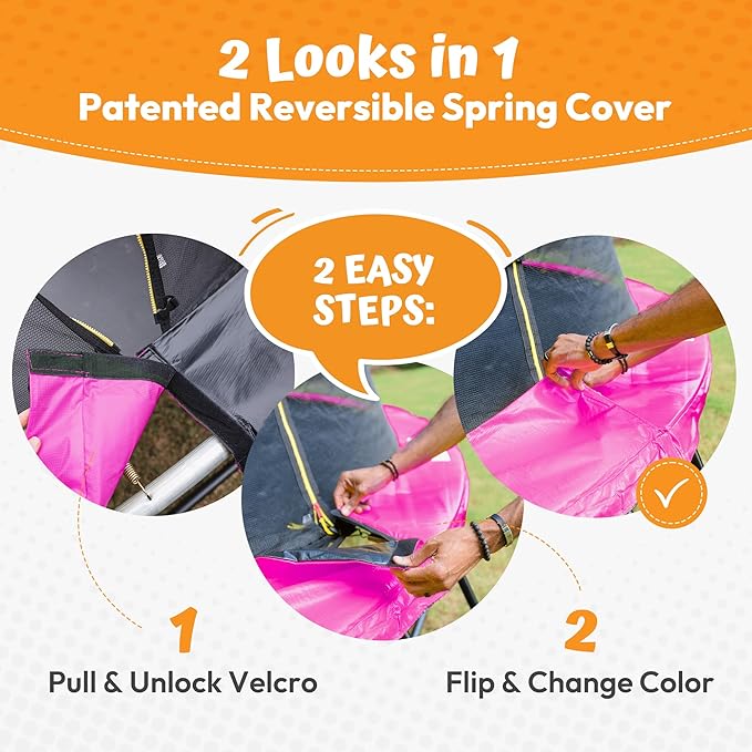 JUMPZYLLA Trampoline Outdoor 8FT 10FT 12FT 14FT 15FT 16FT with Enclosure and Ladder, ASTM Approved Recreational Trampoline for Kids and Adults, Anti-Rust Coated Frame