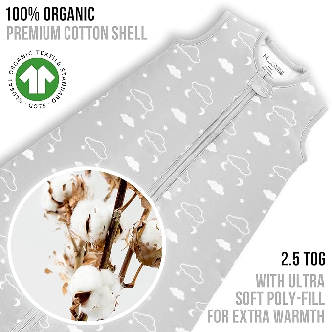 Mama Cheetah Baby Sleep Sack 2.5 TOG, Winter Baby Sleeping Bag with 2-Way Zipper, Organic Cotton Swaddle Transition Wearable Blanket for Boy Girl Infant Toddler, 24-48 Months, 1-Pack