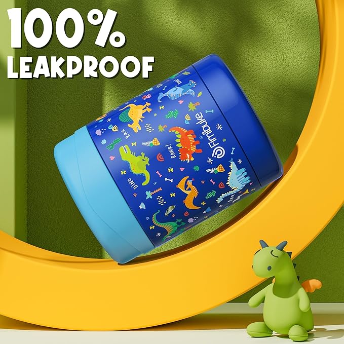 Fimibuke Insulated Kids Food Jar, 12 OZ Bpa Free Wide Mouth Stainless Steel Vacuum Thermos for Hot Cold Food for School Travel Leakproof Toddler Boy Girl Lunch Container Snack Cup for Fruits Veg Soup