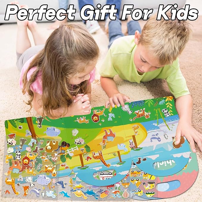 4 Sets Sticker Books for Toddlers 2-4 Years, 122 Pcs Puffy Stickers for Kids, 3D Sticker Books for Toddlers 1-3, Toddler Airplane Travel Essentials for Kids