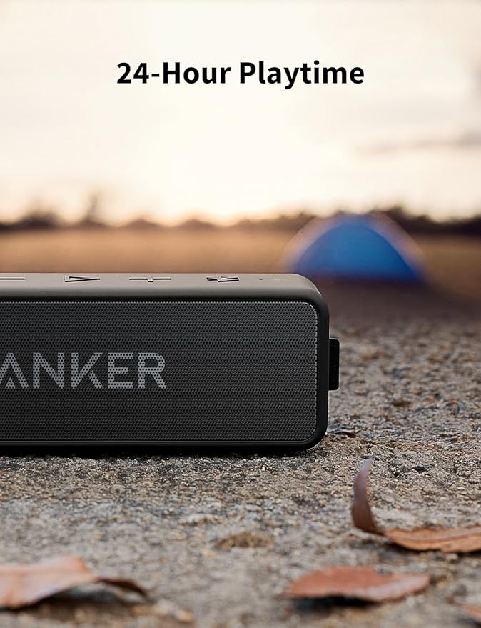 Anker Soundcore 2 Portable Bluetooth Speaker with Stereo Sound, Bluetooth 5, Bassup, IPX7 Waterproof, 24-Hour Playtime, Wireless Stereo Pairing, Speaker for Home, Outdoors, Travel