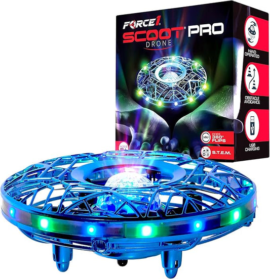 Force1 Scoot Pro Hand Operated Drone for Kids or Adults - Induction Hands Free Motion Sensors Mini Drones with Bright LED Projection, 360 Flips, Easy Indoor Small UFO Flying Orb Ball Drone Toy