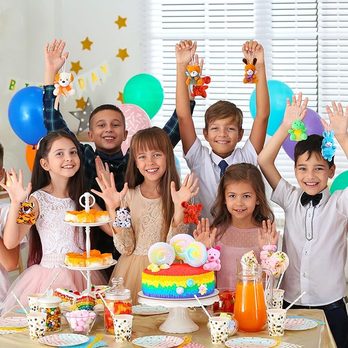 60 Pack Mini Stuffed Animal Bulk Small Plush Animal Toys Miniature Stuff Animal Keychain Set for Easter Egg Party Favors, Valentine‘s Day Gift, Goodie Bag Fillers, Carnival Prizes, Classroom Rewards