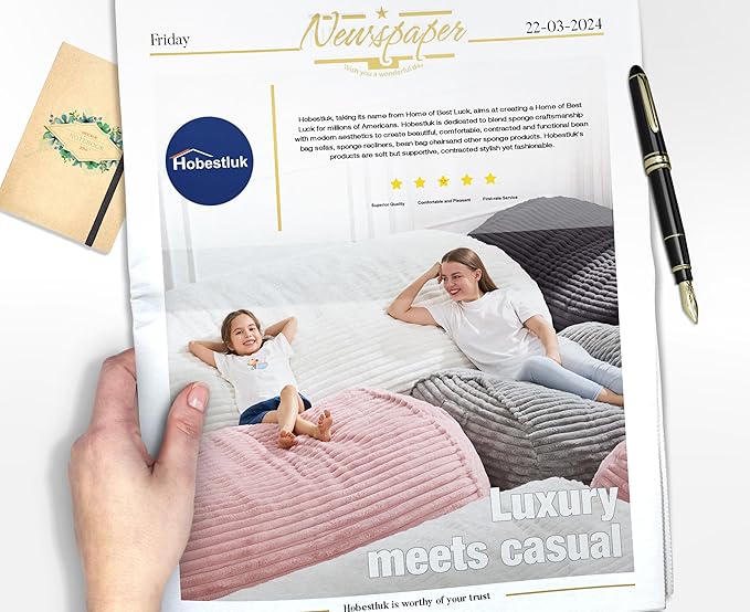 Hobestluk 5FT Bean Bag Chairs Adult Bean Bag with Portable Handle Comfy Large Bean Bag Lounge Chair with Removable Cover for Living Room Bedroom (Stripe White, 5FT)