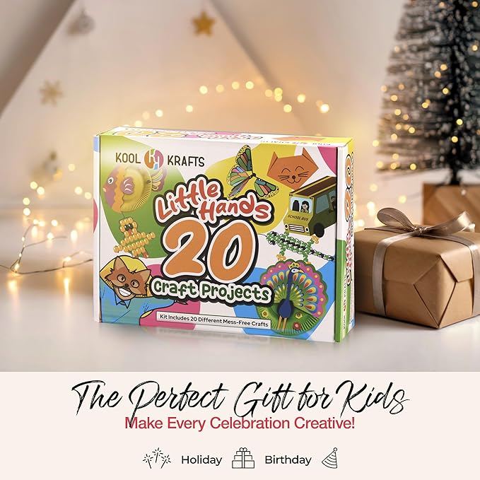20 Arts & Crafts Kit for Kids, All-Inclusive, No Mess Craft Kits & Supplies for Boys & Girls – DIY Creative Activity, Easy Step-by-Step Guide, Individually Packaged Crafts, Christmas Gift, Travel Gift