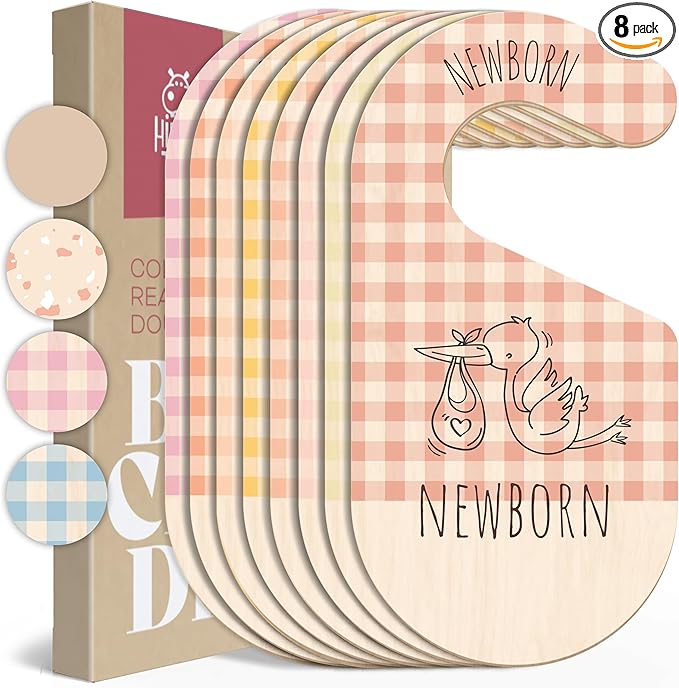 Baby Clothes Organizer - Pink Baby Closet Dividers for Nursery Decor, Storage & Organization - 8 Size Closet Dividers for Hanging Clothes, Gender Neutral Nursery Must-Haves & Accessories