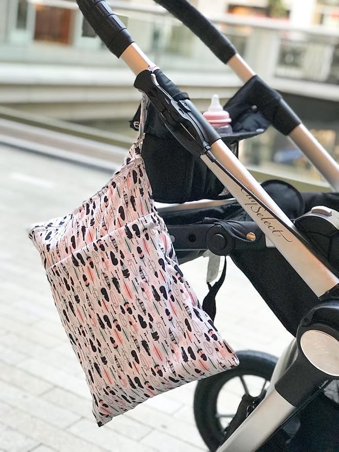 ALVABABY 3pcs Baby Cloth Diaper Wet Dry Bags Waterproof Reusable with Two Pockets Travel Beach Pool Daycare Soiled Baby Items Yoga Gym Bag for Swimsuits or Wet Clothes 3L-WB01