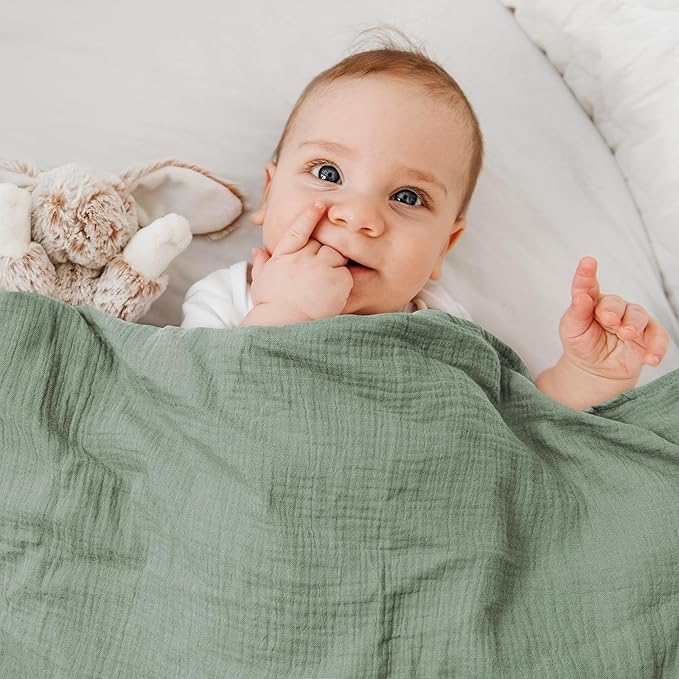 GLLQUEN BABY 2-Pack Muslin Swaddle Blankets for Unisex, Baby Swaddle Blanket for Boys and Girls, Soft Breathable Receiving Blankets Neutral, Newborn Essentials, Registry & Gift, 40 x 38 inches