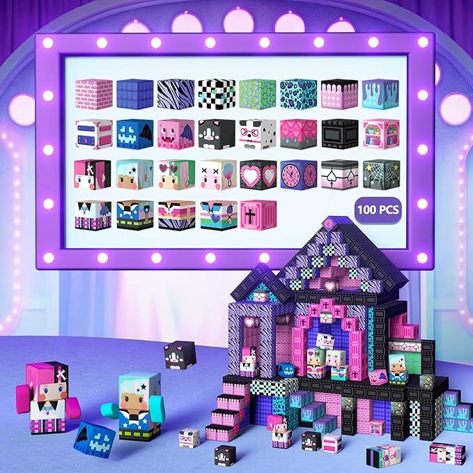 GobiDex 100PCS Magnetic Blocks for Girls, Build MagWonder with Magnet Building Toys Set, Princess Sensory Gift for Boys Girls Birthday (1 inch)