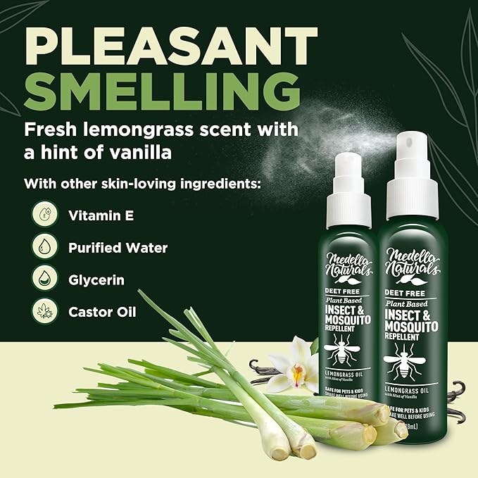 Insect & Mosquito Repellent, DEET-Free Naturally Derived Formula, Kid and Pet Friendly, Made in The USA, 4 Ounce Spray Bottle