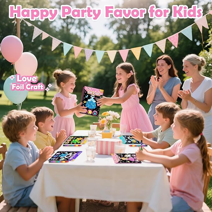 FUNNYB&G Foil Art Craft Activity for Kids - Gift for Girls Crafts for Kids Fun Art Supplies DIY Creative Travel Toy, Birthday Gift Party Favor Toys for Girls Boys 4 5 6 7 8 9 Years Old (Dress Up)