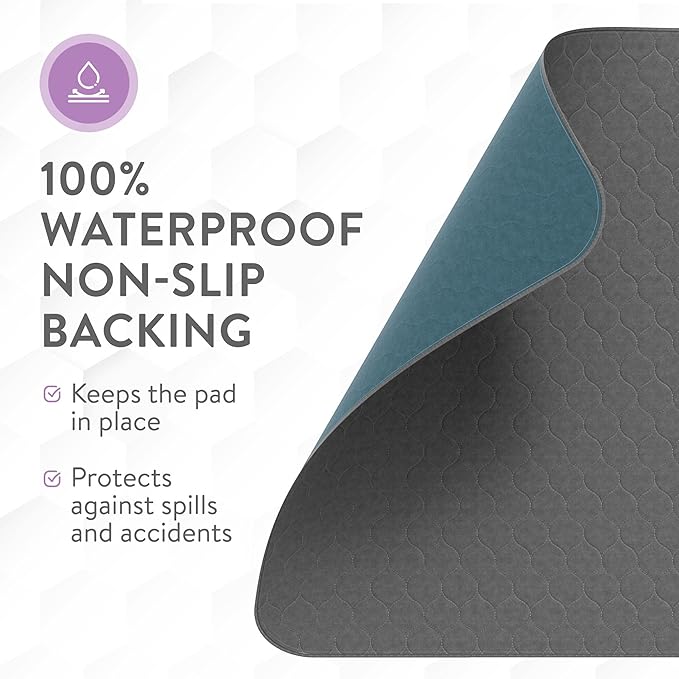 Inspire Underpads | Stain Hiding Gray Reusable Incontinence Bed Pads | Waterproof Mattress Pad | for Adults Babies and Dogs (34 X 36 - 6 Pack)