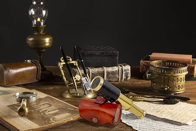 6" Solid Brass Quality Handcrafted Spyglass Telescope Set with Brown Carry Bag to Complete Your Collection [ B0957Y5NWK]
