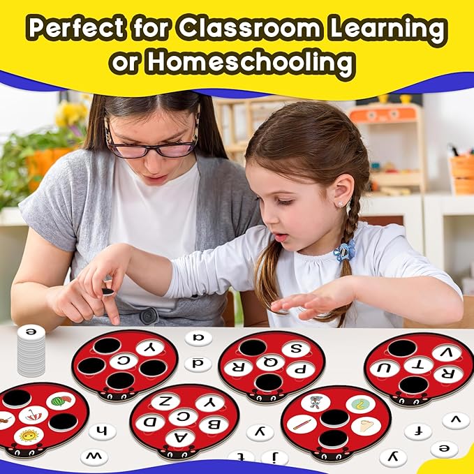 Alphabet Games Letter Learning Toys ABC Flash Cards for Toddler, Speech Therapy Alphabet Matching Game for Kids, Homeschool Supplies Kindergarten Preschool Classroom Must Haves