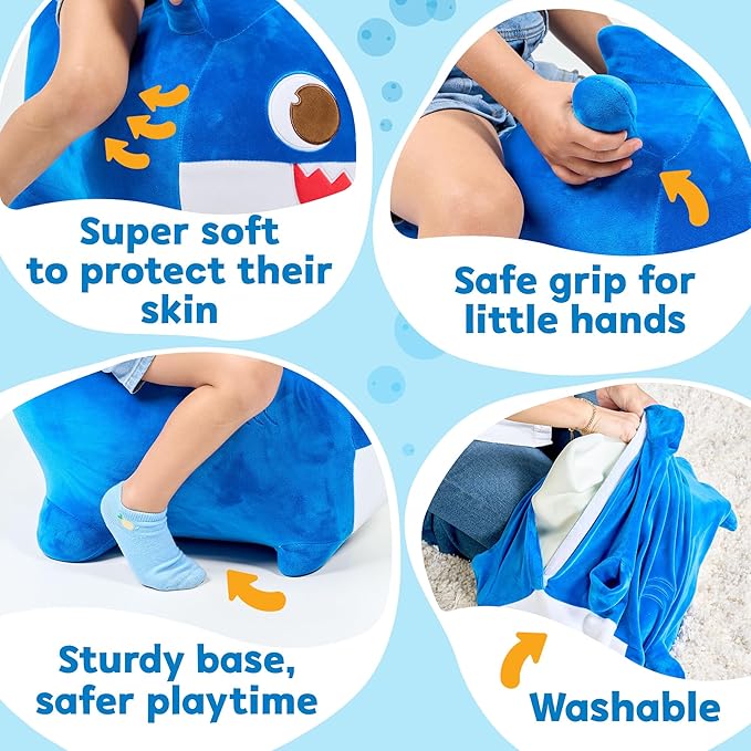 JITTERYGIT Baby Shark Bouncy Animal Plush - Daddy Shark Official Nickelodeon Music & Sing Toy - Christmas & Birthday Gifts for Kids & Toddlers (Boys & Girls) Ages 2-4 Years Old (Blue)