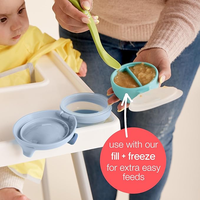 b.box Fill + Feed (Sage) | Reusable Baby Food Pouch | For Babies & Toddlers 4m+ | Silicone/Nylon Pouch, BPA-Free Lid | Dishwasher & Microwave Safe | 110mL (3.7oz, ½ Cup) Capacity