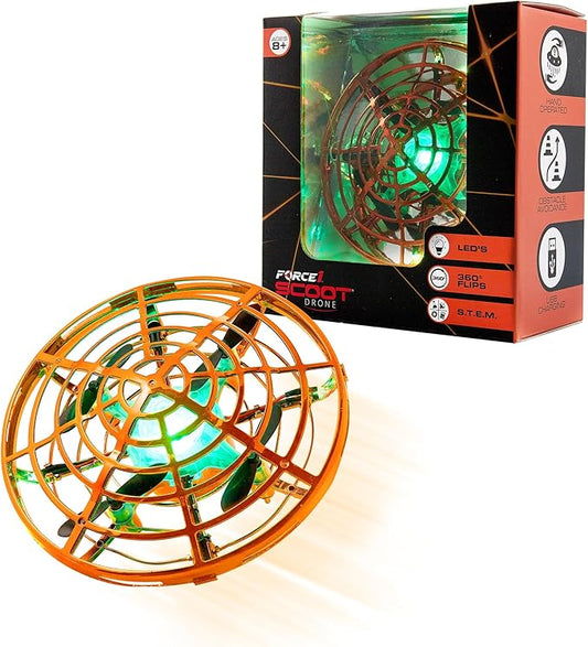 Force1 Scoot Skeet Mini Drone Electronic Shooting Game for Kids (Drone Only)- Hand Drones for Kids Compatible with Scoot Skeet LED Blaster, Electronic Target Game Indoor Flying Ball Drone Toy (Orange)
