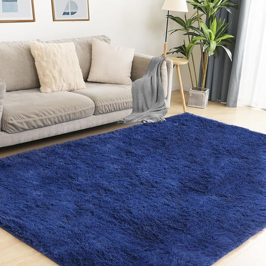 4x6 Blue Rug, Area Rugs for Living Room, Soft Plush Area Rugs for Bedroom, Non-Slip Indoor Carpet for Nursery, Study Room, Playroom, Home Decor