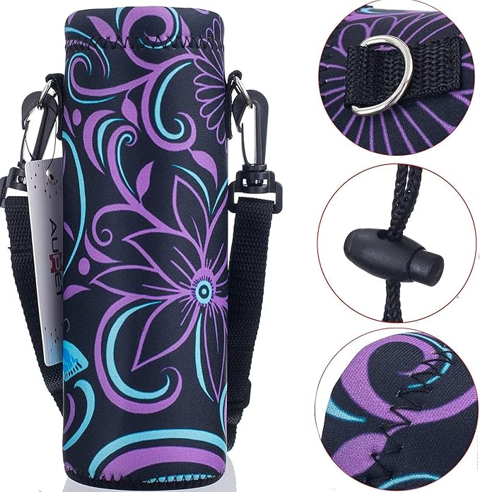 AUPET Water Bottle Bag Carrier,24oz/32oz Insulated Neoprene bottle Sling Holder Case Pouch Cover for 1000ML/750ML Bottles with Shoulder Strap for walking