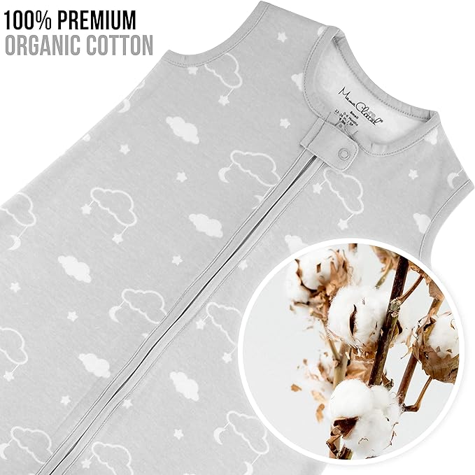 Baby Sleep Sack 1.0 TOG, Organic Cotton Baby Wearable Blanket with Two-Way Zipper, Swaddle Transition Baby Sleeping Bag, All-Season Sleep Sack for Newborn Infant Toddler Boy Girl, 24-48 Months, 1-Pack