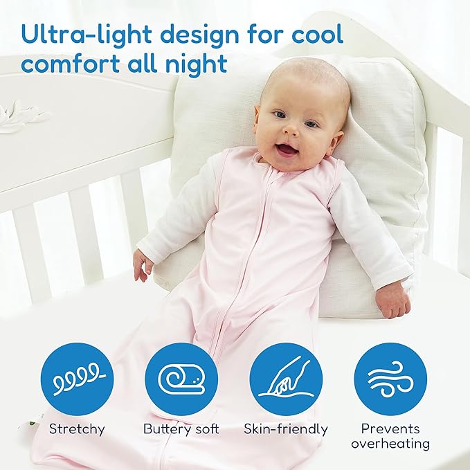 TotAha Sleep Sack 6-12-15 Months 3-Pack,Stretchy,Buttery Soft Swaddle Transition Sleeping Bag,Light Baby Wearable Blanket with 2-Way Safe Zippers for Boys and Girls, 0.5 TOG